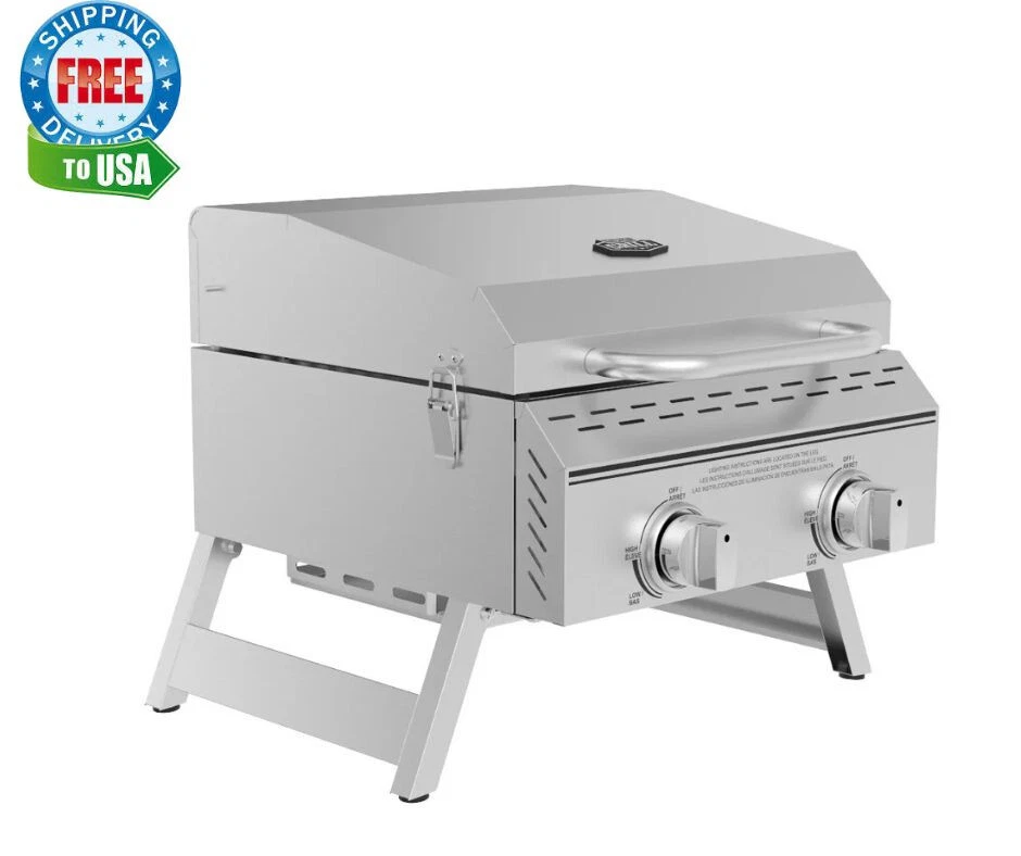 Expert Grill 2 Burner Tabletop Stainless Steel Propane Gas Grill ,foldable  legs | eBay