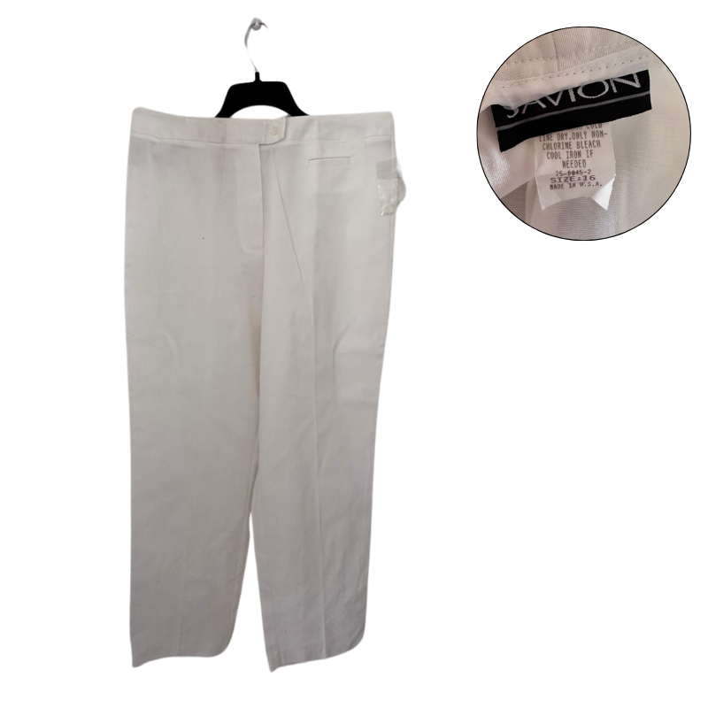 Savion White Linen Blend Wide Leg Pants Size 16