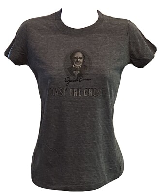 JIM BEAM Women Jr. s Small T-shirt Jacob Toast The Ghost White Whiskey NEW Gray