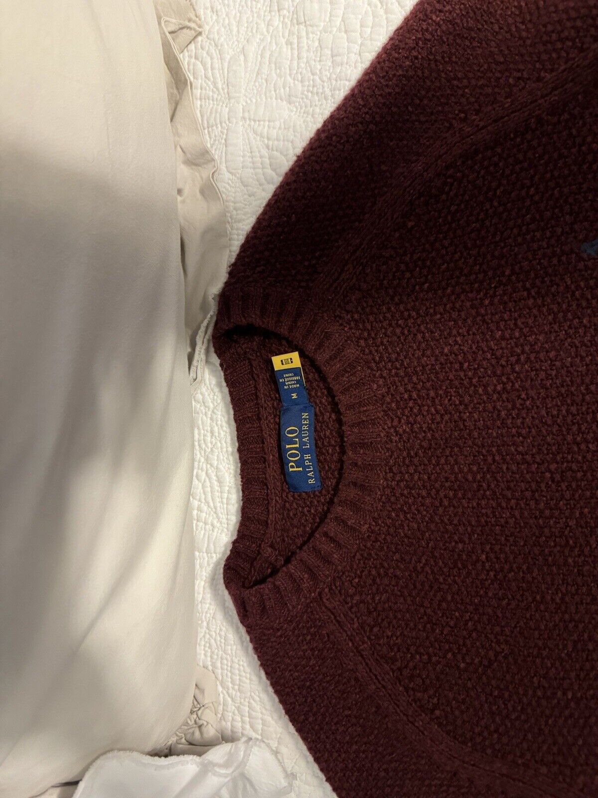 Polo Ralph Lauren Mens Ribbed Burgundy Red Wool S… - image 3