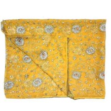 Heavy Vintage Dupatta Georgette Embroidered mustard Long Stole Wrap scarf Hijab