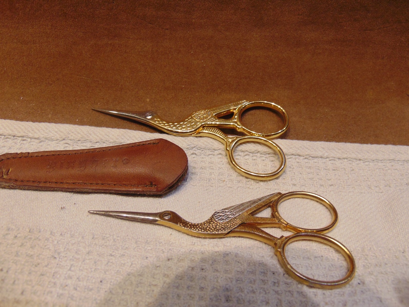 VTG SET OF 2 SEWING STORK BIRD SCISSORS / 1 MADE IN GERMANY & 1 MADE IN