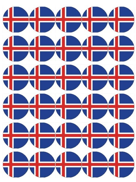 30x Islande Drapeau Cupcake Toppers Comestible Papier Gaufré Fairy Gâteau - Photo 1/1