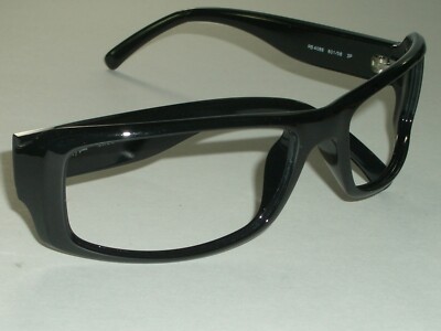 RAY BAN RB4088 SLEEK SHINY BLACK RECTANGULAR WRAP SUNGLASSES