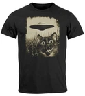 Men's T-Shirt UFO Cat Alien Print Print Print Shirt Men Fashion