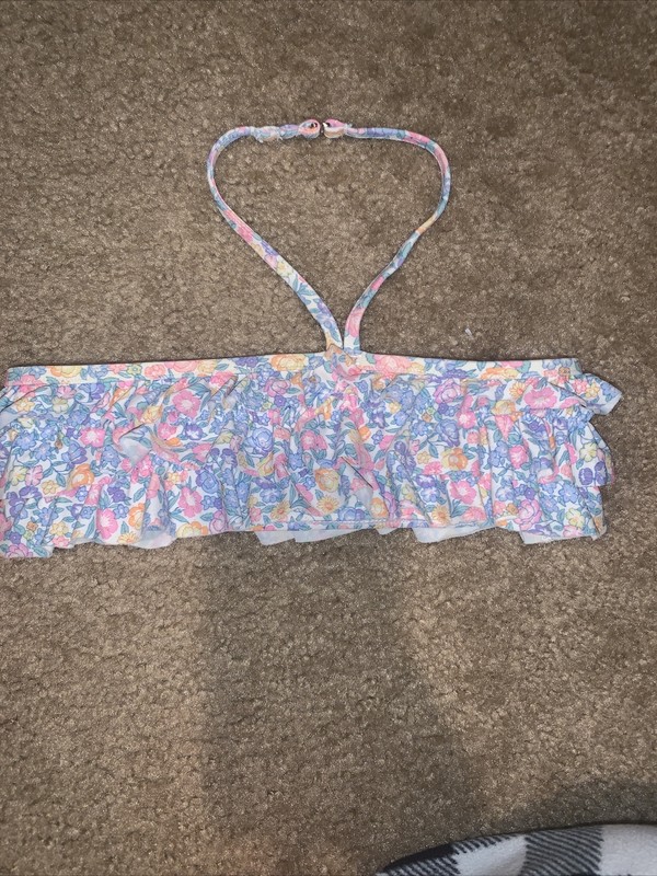 Little Girl Toddler Ralph Lauren Polo Pink Blue Floral Swimsuit Halter Top Sz 4
