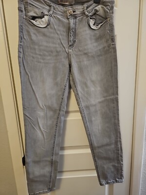 Zara Basic Z1975 Denim Womens Hray Wash Mid Rise Stretch Skinny Jeans Sz 8
