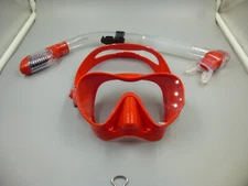 NICE CRESSI FRAMELESS SCUBA DIVE MASK AND SNORKEL SET / RED WITH CLEAR LENS