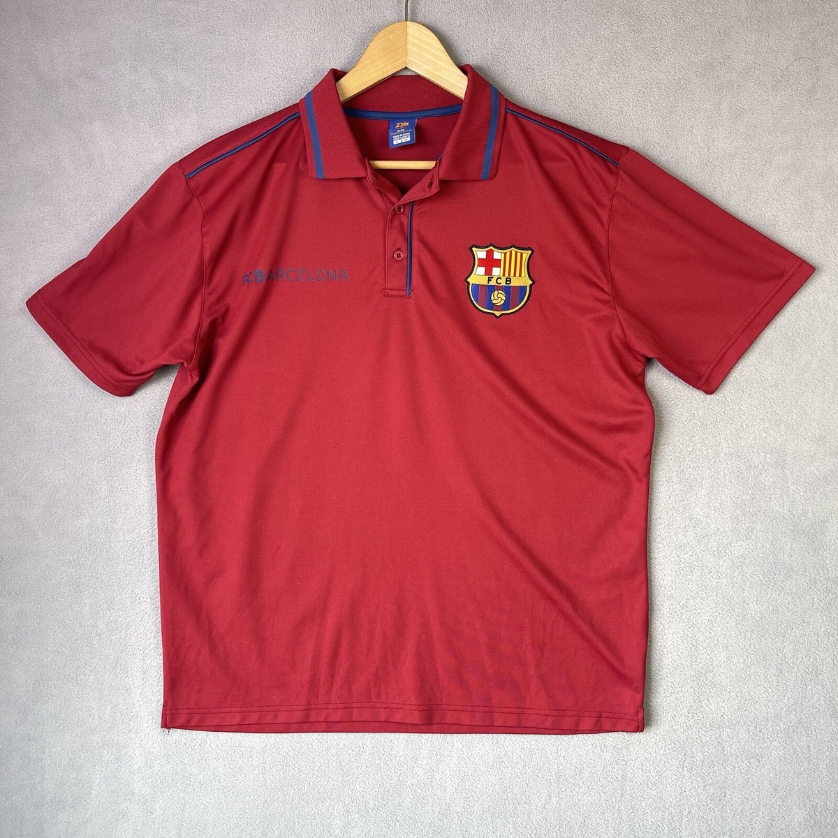 FC Barcelona Polo Shirt Men's Large Red Soccer Footbul Golf
