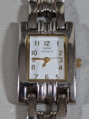 Anne Klein White Dial Silver Tone Rectangle Case Link Bracelet Band Watch