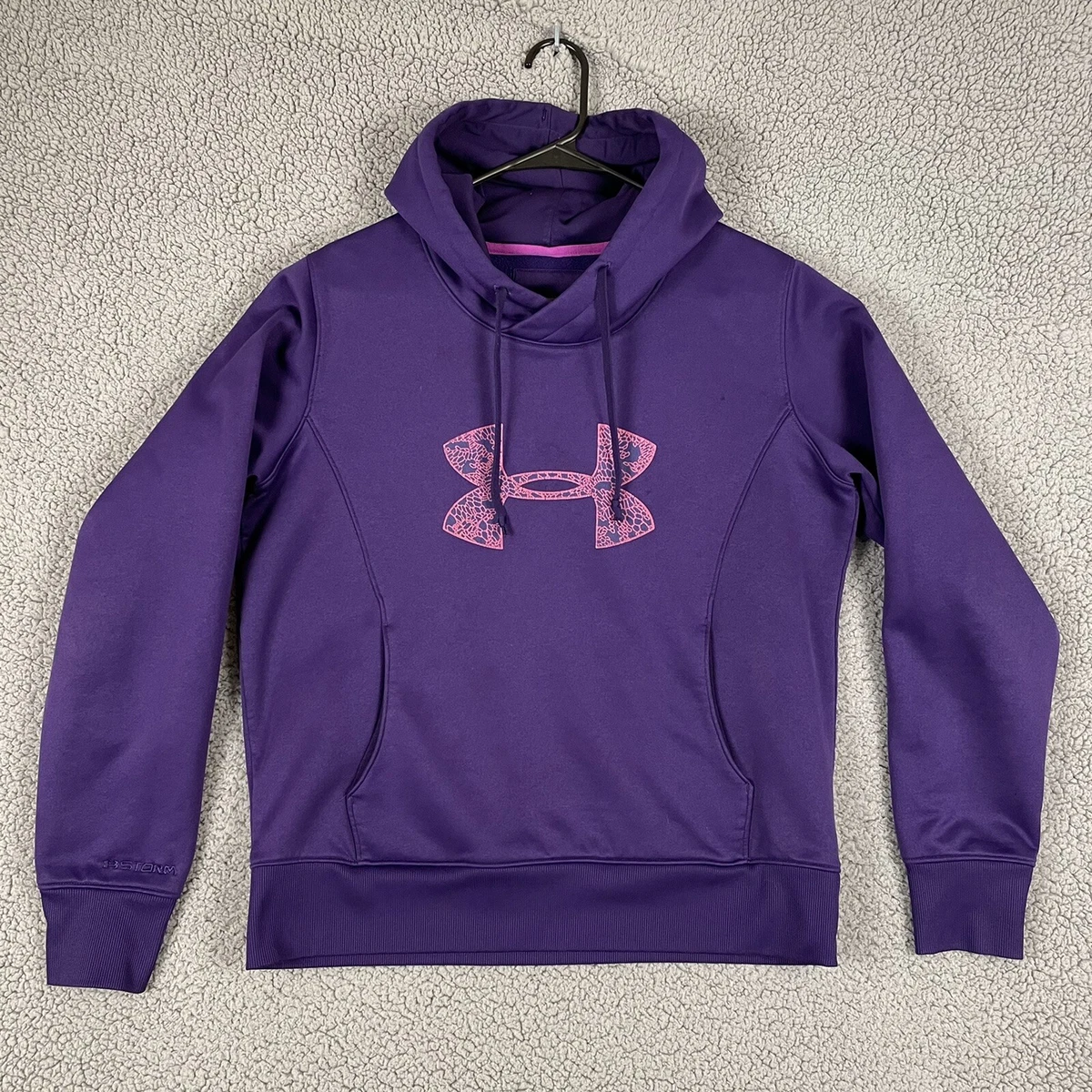 Under Armour Hoodie Womens Large Semi Fitted Purple Cold Gear Sweatshirt  Storm