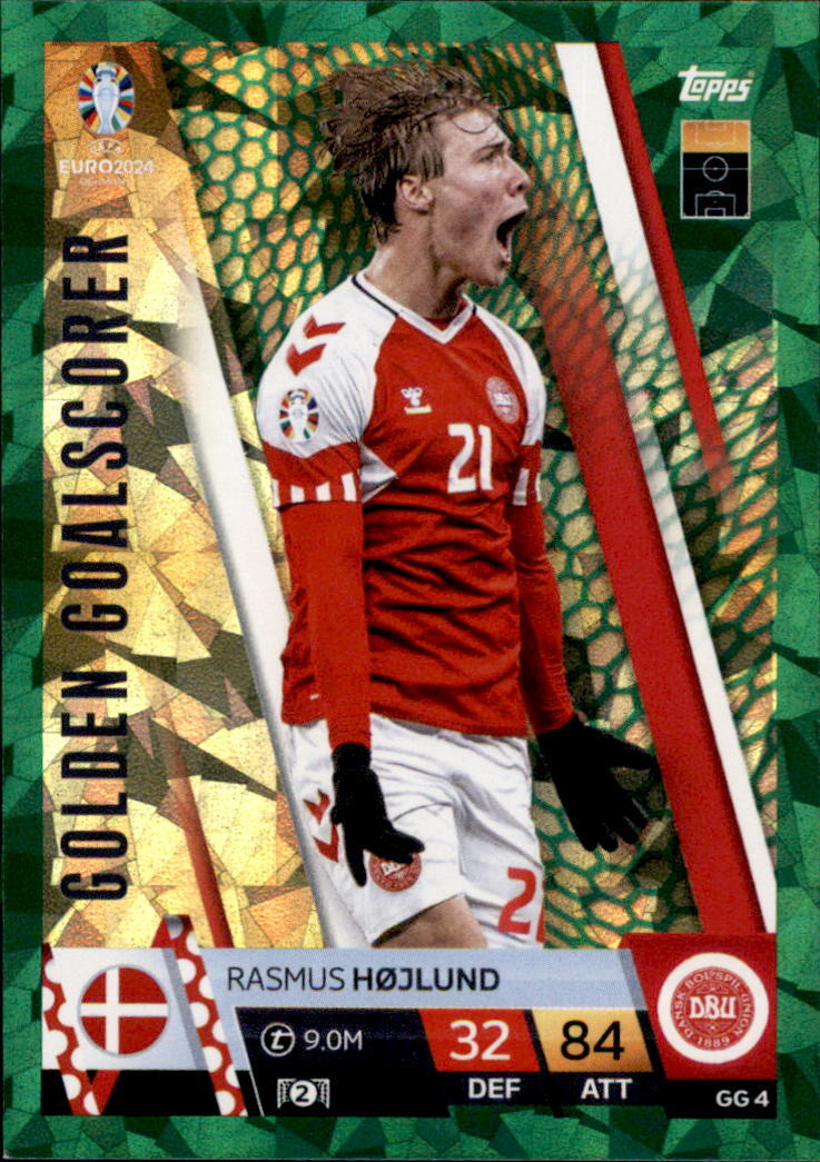 2023 TOPPS FINEST RASMUS HOJLUND ROAD TO UEFA EURO 2024 GOLD /50