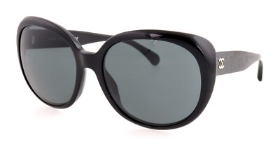 New CHANEL CH 5184 501/3F 58mm Black CC Cocomark Sunglasses Italy