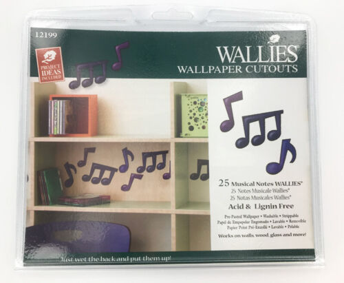 Wallies Wallpaper Cutouts 12199 - 25 Music Notes, Pre-pasted, Removable - New