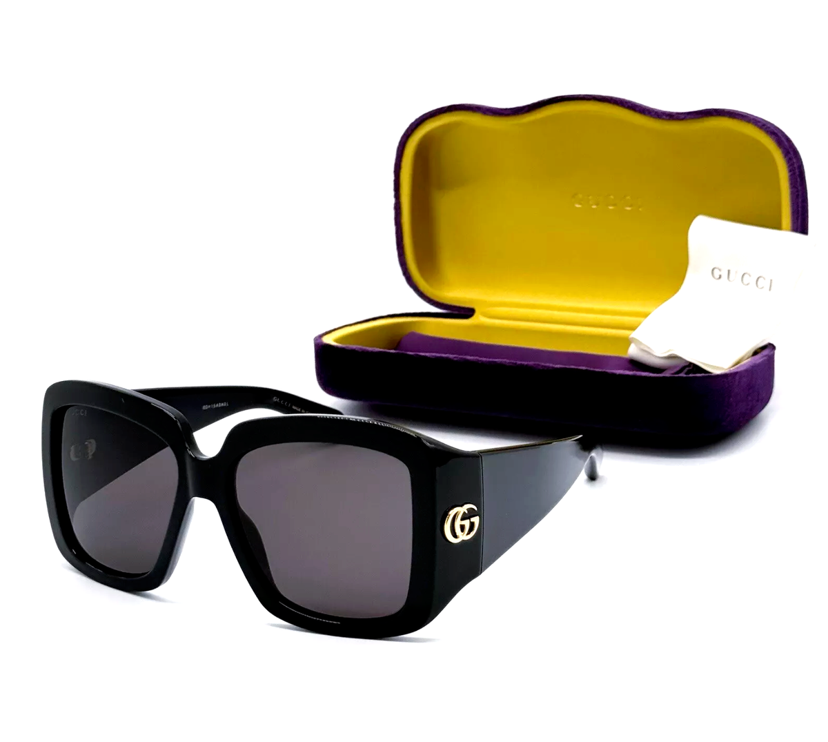 New GUCCI Sunglasses GG1402S 001 55-16 130 Black & Gold Frames