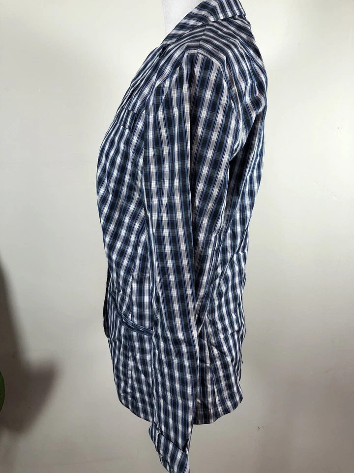 Banana Republic Womens Plaid Blazer Blue Cotton Button Front Lightweight size M - Image 2 of 4