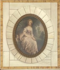 Dipinto miniatura, Dama con cane, XIX secolo