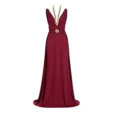 REEM ACRA Embellished Halterneck Gown Maxi Dress US:6