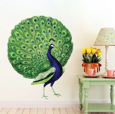 Image of Peacock Wall Decal Mural Birds Of Paradise Wall Vinyl Animal Bird Wall Art, s13
