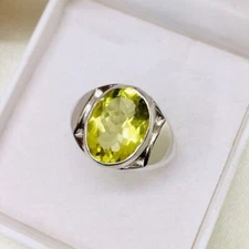 Natural Lemon Quartz Gemstone Ring For Men 925 Silver ring For Men Jewelry