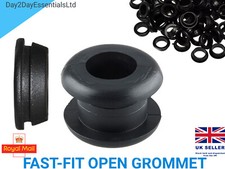 Cable Grommet Fast-Fit Open Grommet Rubber Wiring Open Hole 20mm 25mm Black PVC