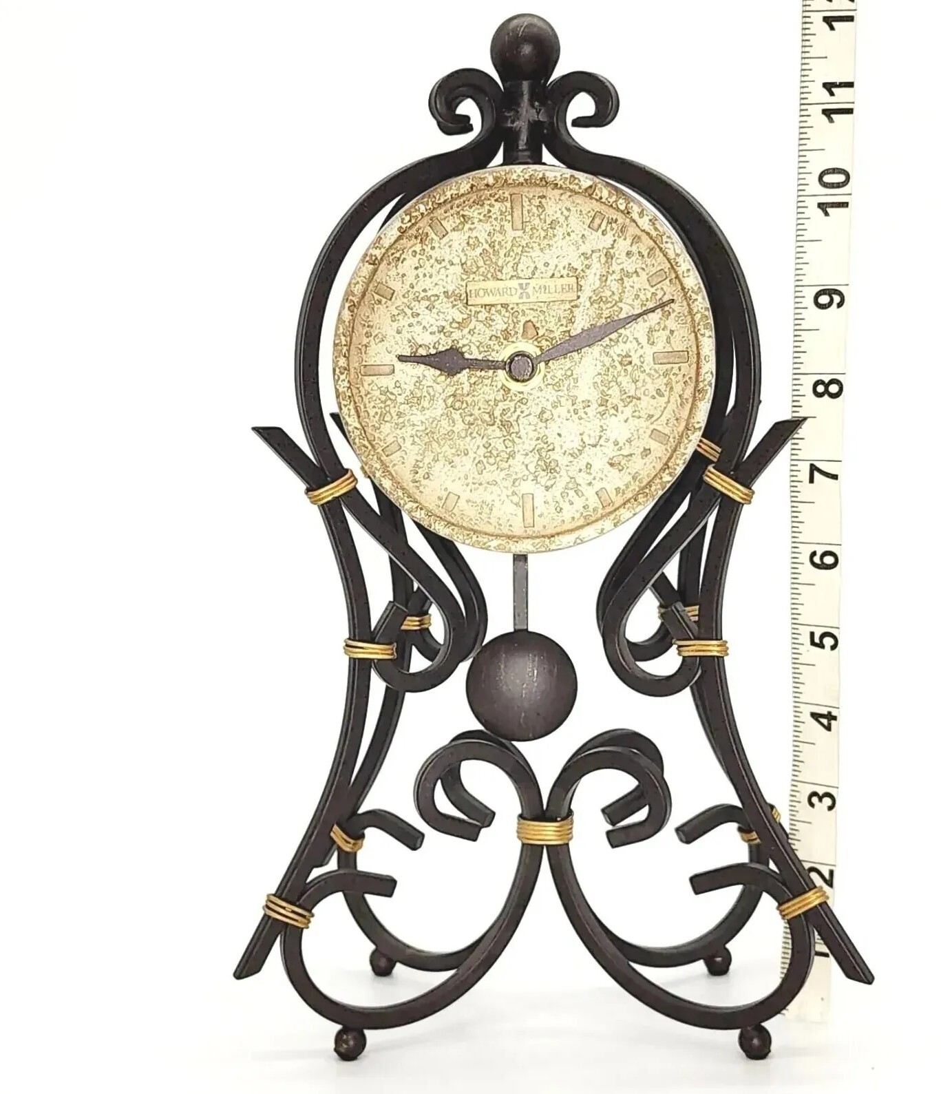 Stunning Howard Miller Vercelli Mantel Clock WroughtIron w/Gold