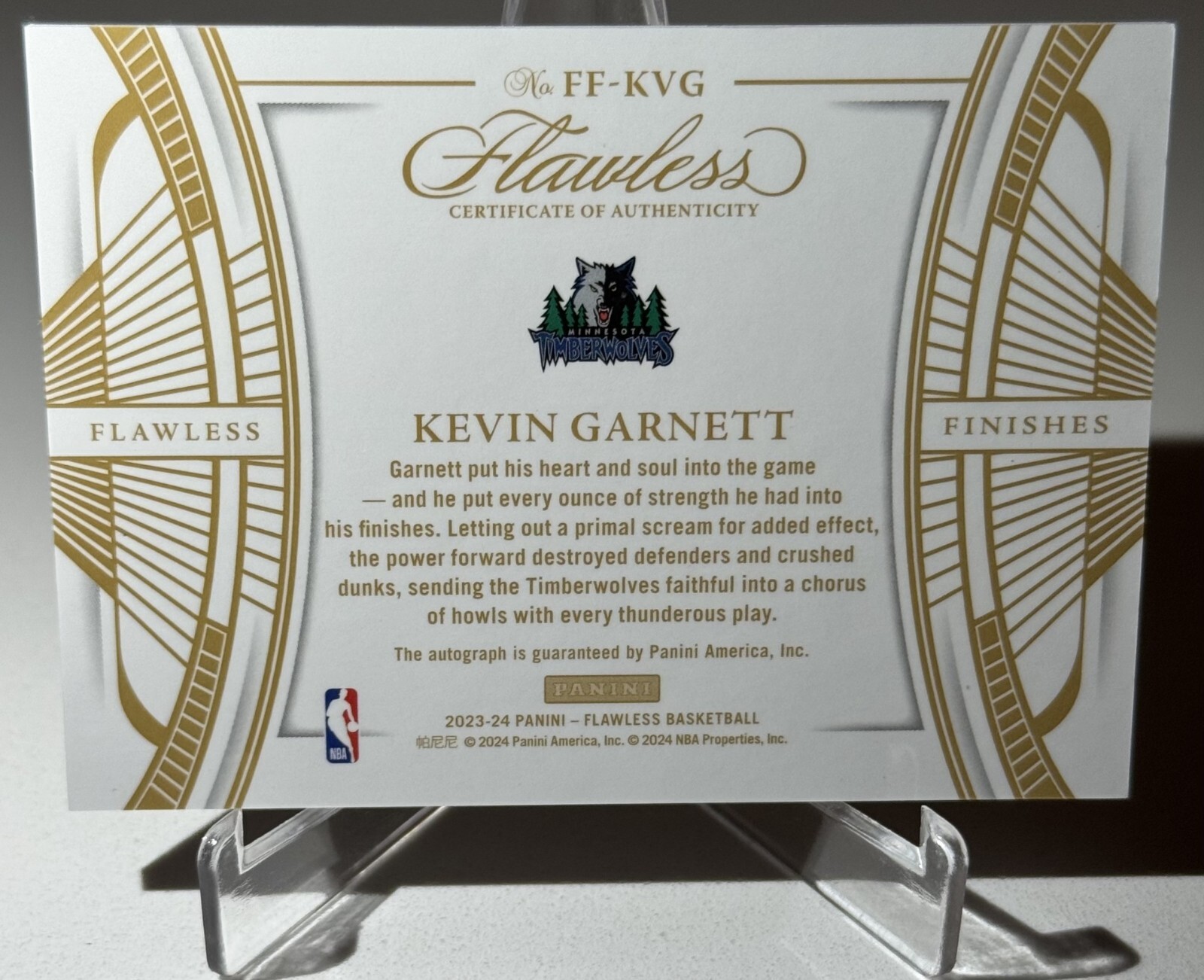 2023-24 Panini Flawless - Kevin Garnett - Flawless Finishes Auto - Blue 4/8! view 5