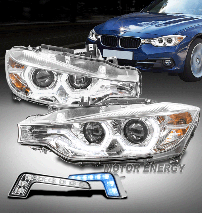 FOR 12-15 BMW F30 3-SERIES SEDAN LED CHROME PROJECTOR HEADLIGHTS