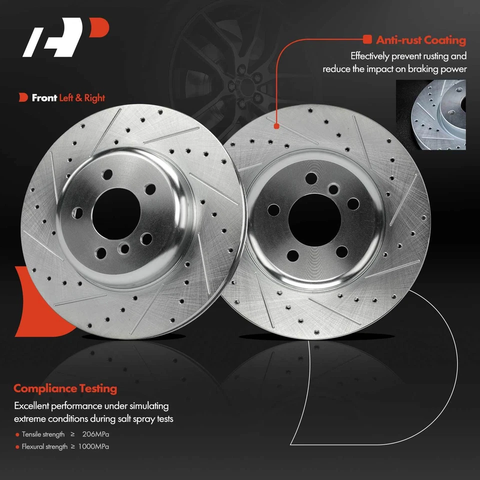 2x Drilled Brake Rotors Front LH & RH for BMW F10 F12 G32 535i 535d 640i xDrive - Image 2 of 4
