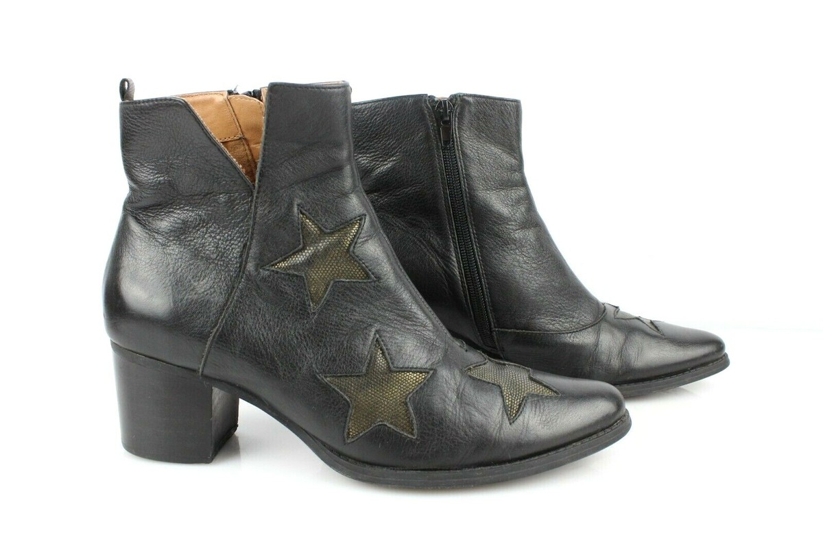 Bottines Cuir Noir Karston Taille 39 - Talon Bloc 9 Cm, Brides, Très Bon état
