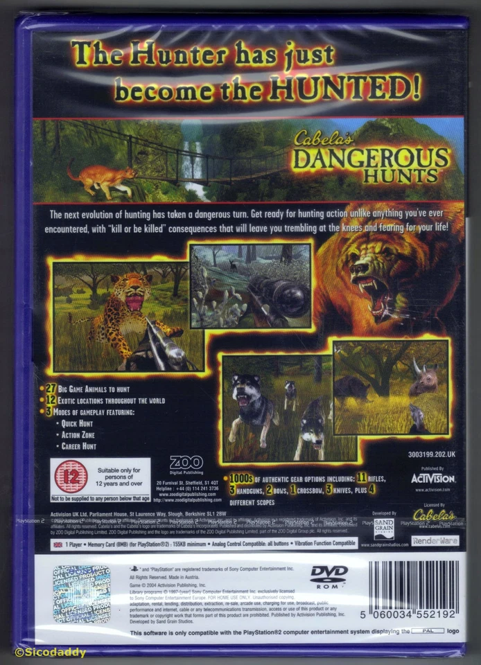 PS2 Cabela's Dangeous Hunts (2004), UK Pal, Brand New & Sony Factory Sealed - Image 2 of 2