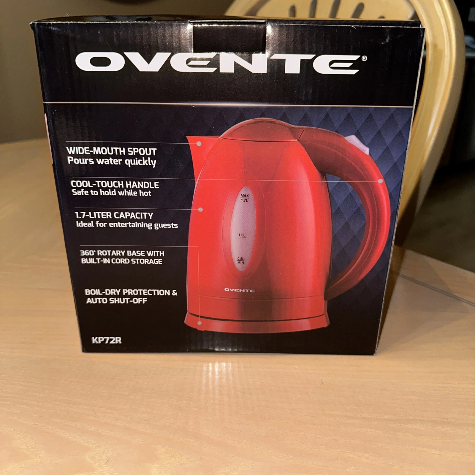 New Ovente Electric Kettle 1.7 Liter Tea Teapot Hot Water Red