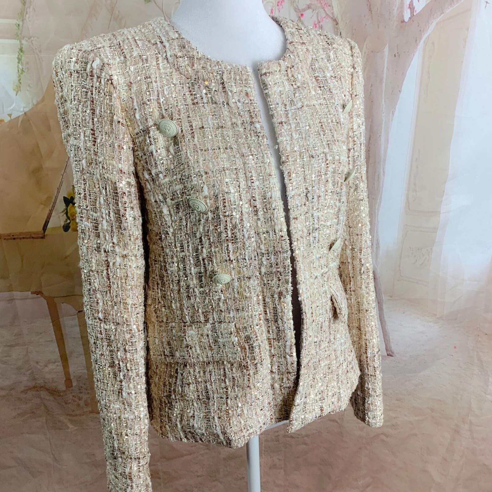 CHANEL Blazer doppiopetto L'AGENCE in tweed taglia 4