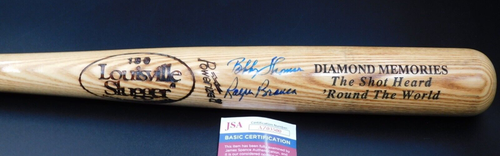 Ralph Branca / Bobby Thomson Signed "Shot Heard 'Round the World" Bat JSA COA