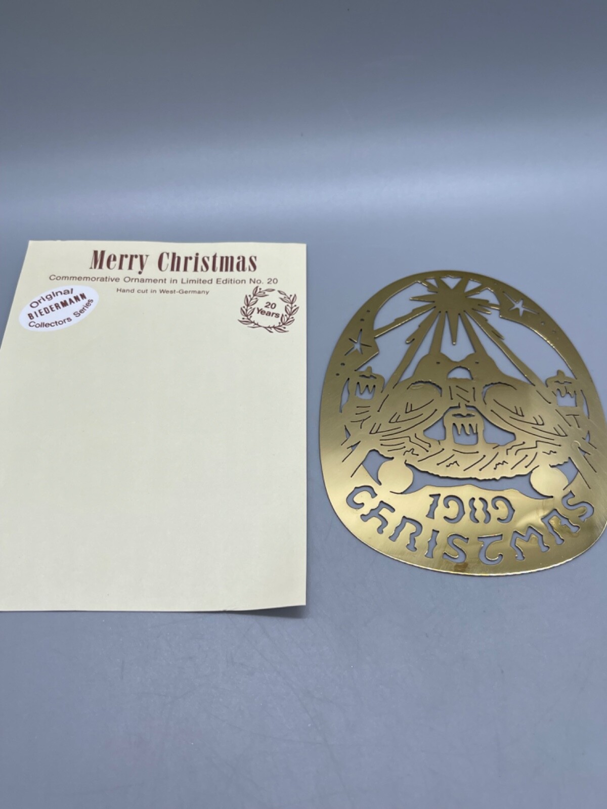 VINTAGE BIEDERMANN MERRY CHRISTMAS ORNAMENT 1989 BRASS WEST GERMANY eBay