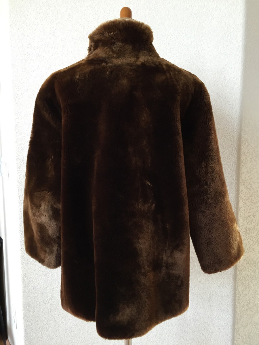 VTG Luxurious Fur Heavy Winter Coat Brown Faux Jacket Zip Front
