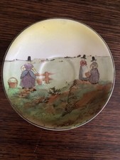 Antique Vintage RARE ROYAL DOUTON countryside scenery & ladies saucer dish plate