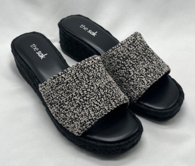 The Sak Women s Sandals Brynna Espadrille Slip On Wedge Mules Black Size 8