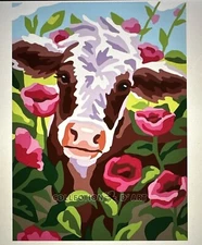 Printed needlepoint Tapestry 30x40cm  Cow  Canvas Only Rto