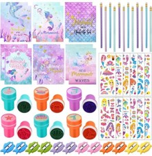 60 Pcs Mermaid Party Favors Mermaid School Stationery Set Class Reward Gift
