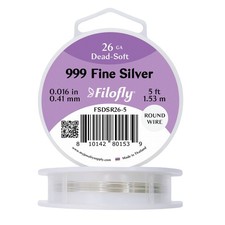 26 Gauge, 999 Fine Silver Wire, Dead Soft, Round, 5 FT 5 Feet 26 Gauge