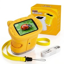 Kids Digital Microscope 1000X Zoom, 2.4" Screen, STEM Toy, Photo Video, LED, R
