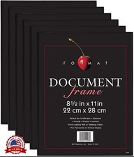 Front Loading Picture Frame 8.5x11 Inch, Black, 6-Pack, Certificate NEW B5 