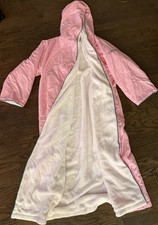 Truly Intimates Pink Hooded Fleece Robe Zip Embroidered Logo One Size Women's