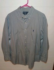 Men's Ralph Lauren Polo Checkered Button Down Classic Fit Shirt Size 17 1/2 ...