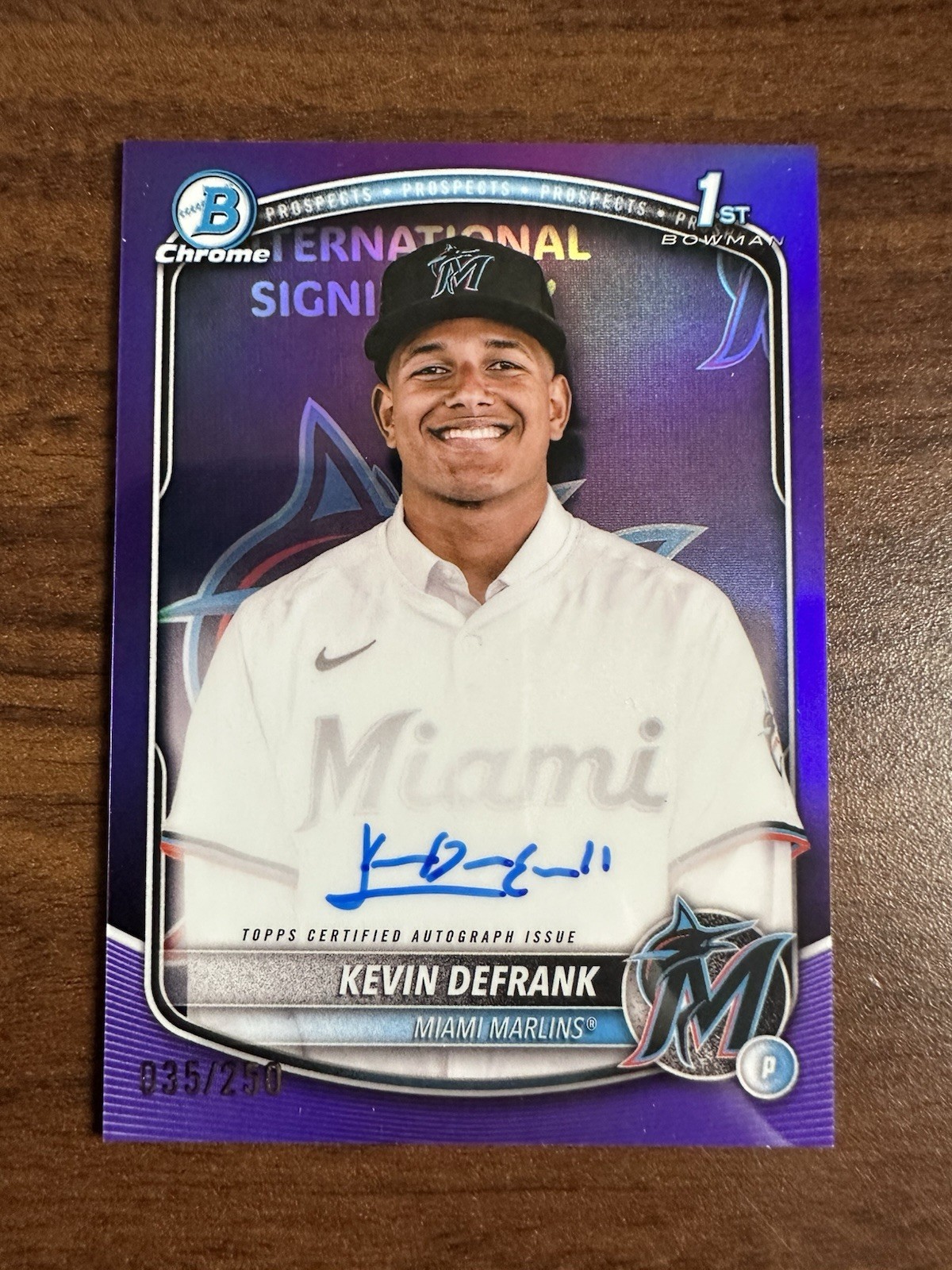 Kevin DeFrank 2025 Bowman Chrome PURPLE REFRACTOR 1st RC AUTO /250 #CPA-KD