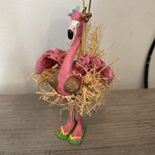 pink flamingo ornament resin 5  hula grass skirt