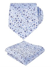 Mens 3.15inches Exquisite Floral Tie with Small Flower Printed B142-light Blue