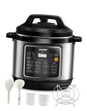 COMFEE’ Pressure Cooker 8 Quart with 16 Cooking Functions, Olla 8 Quarts Black