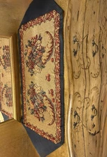 French Fall Table Runner Autumn Thanksgiving Tapestry Leaves Rustic Gourd 48”